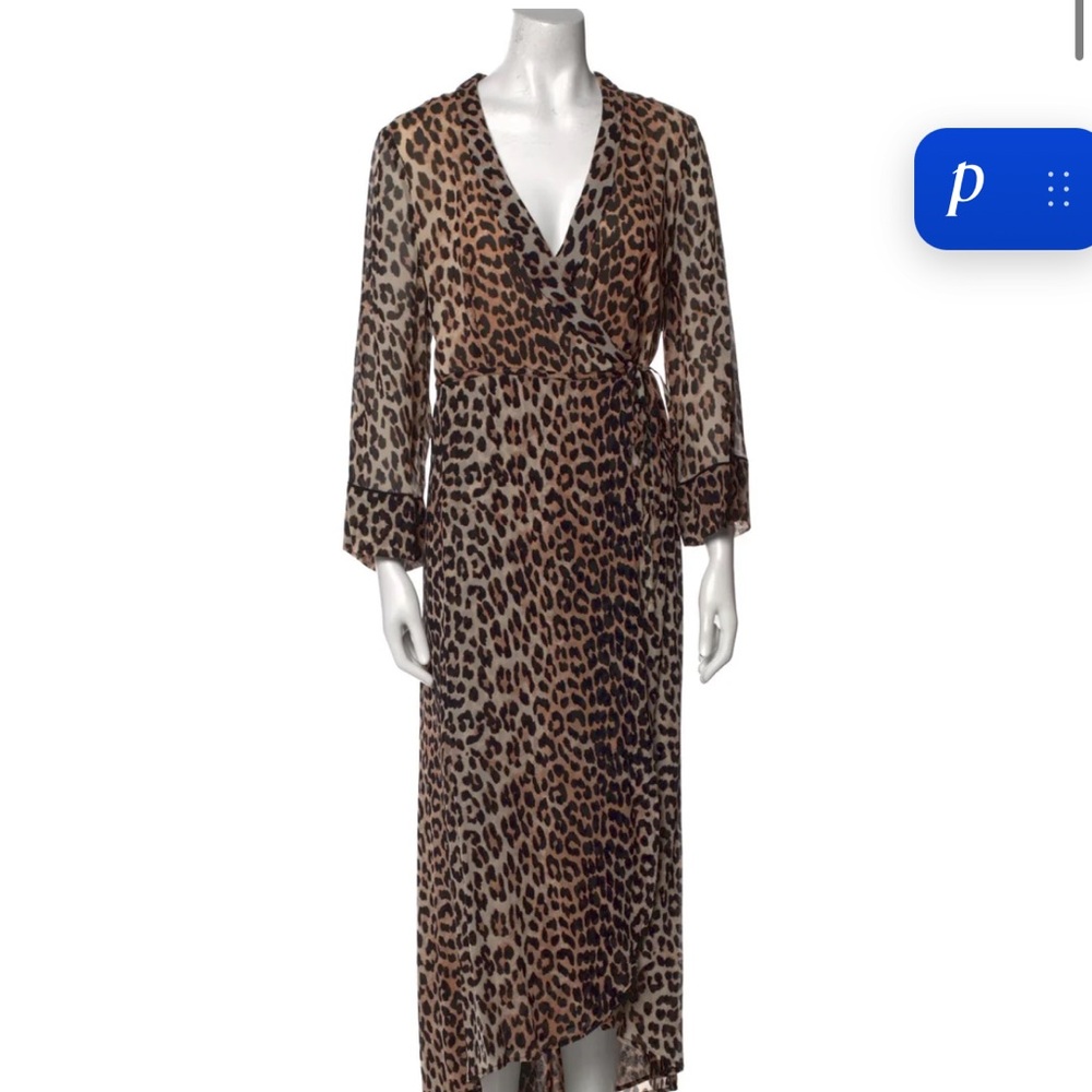 Ganni Leopard Print Wrap Maxi Dress - Brown & Black